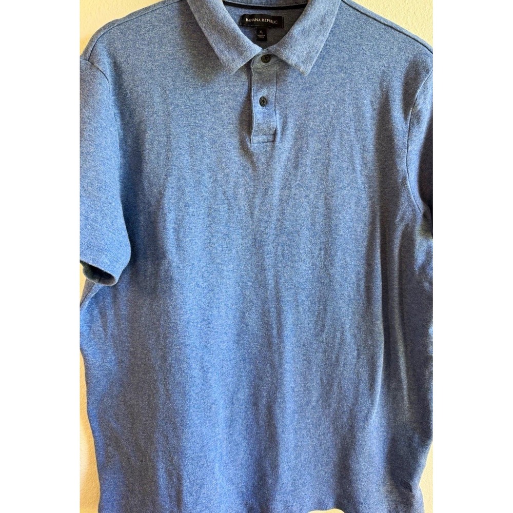 Banana Republic Men's Blue Cotton Knit Polo Shirt XL Solid Logo Short Sleeve
